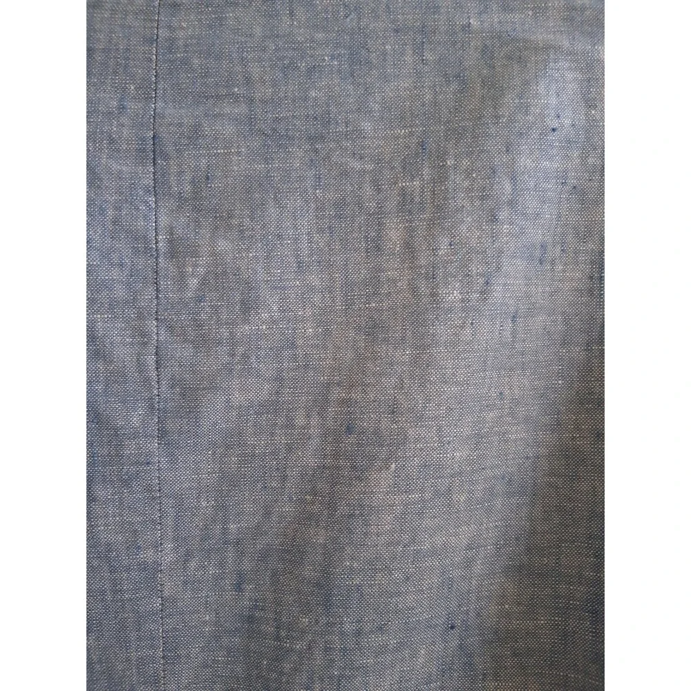 Talbots Linen Blazer 8P Blue Open Front 3/4 Sleeve Coastal Preppy Quiet Luxury